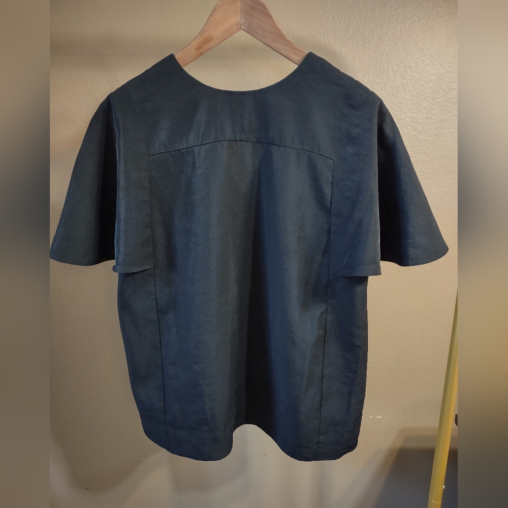 COS Flutter Sleeve V Black Top